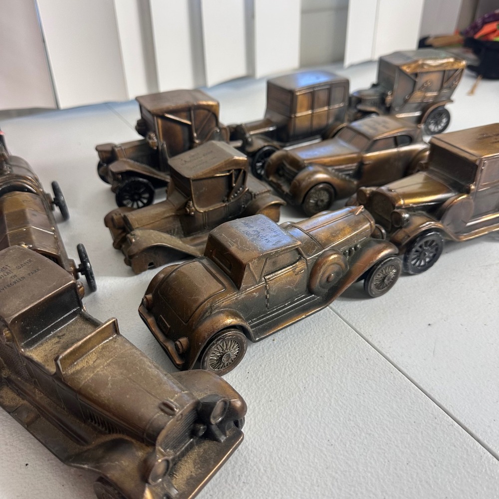 Banthrico Coin Banks Bronze Vintage Car First National Bank Lot